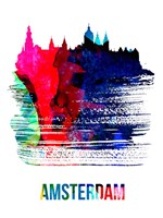 Amsterdam Skyline Brush Stroke Watercolor Fine Art Print