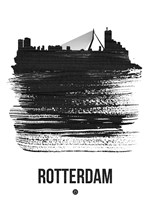 Rotterdam Skyline Brush Stroke Black Fine Art Print
