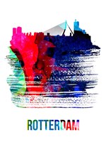 Rotterdam Skyline Brush Stroke Watercolor Fine Art Print