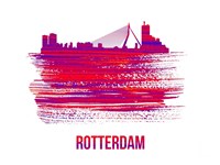 Rotterdam Skyline Brush Stroke Red Fine Art Print