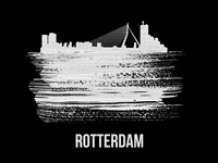 Rotterdam Skyline Brush Stroke White Fine Art Print