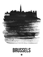 Brussels Skyline Brush Stroke Black Fine Art Print