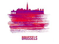 Brussels Skyline Brush Stroke Red Fine Art Print