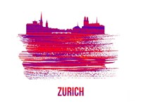 Zurich Skyline Brush Stroke Red Fine Art Print
