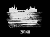 Zurich Skyline Brush Stroke White Fine Art Print