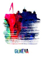 Geneva Skyline Brush Stroke Watercolor Fine Art Print