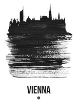Vienna Skyline Brush Stroke Black Fine Art Print