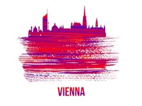 Vienna Skyline Brush Stroke Red Fine Art Print