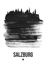 Salzburg Skyline Brush Stroke Black Fine Art Print