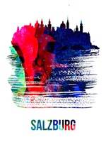 Salzburg Skyline Brush Stroke Watercolor Fine Art Print