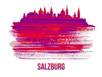 Salzburg Skyline Brush Stroke Red Fine Art Print