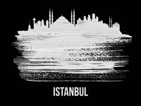 Istanbul Skyline Brush Stroke White Fine Art Print