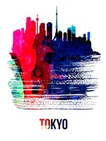 Tokyo Skyline Brush Stroke Watercolor Fine Art Print