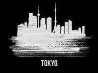 Tokyo Skyline Brush Stroke White Fine Art Print