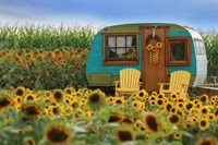 Vintage Camper and Sunflowers 2 Fine Art Print