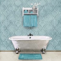 Teal Bath Vibes 1 Framed Print