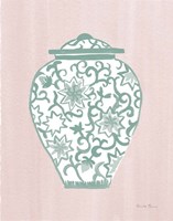 Chinoiserie III Green Watercolor Light Fine Art Print