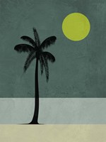 Palm Tree and Yellow Moon Framed Print
