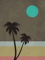 Palm Trees and Teal Moon Fine Art Print