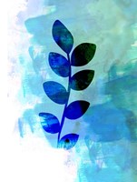 Tropical Blue Leaf Watercolor Fine Art Print