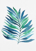 Blue and Green Watercolor Leaves 1 Framed Print