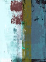 Light Blue and Olive Abstract Composition I Fine Art Print
