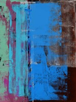 Turquoise Blue and Biege Abstract Composition I Fine Art Print
