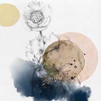 Flower and Watercolor Circles Fine Art Print