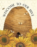 Honey Bees & Flowers Please portrait II-Welcome Fine Art Print