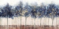 Golden Blue Trees Framed Print