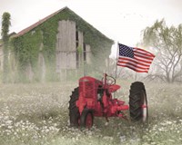 Red Patriotic Tractor Fine Art Print