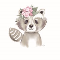 Cute Floral Raccoon Fine Art Print