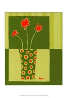 Minimalist Flowers in Green I Fine Art Print