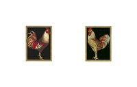 Mini Roosters on Black Fine Art Print
