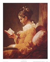 A Young Girl Reading by Jean-Honore Fragonard - 9" x 11"