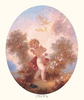 Cupid Between Roses Fine Art Print