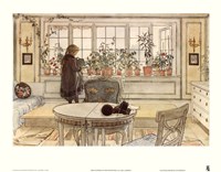 Flowers on the Windowsill by Carl Larsson - 21" x 17"