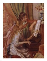 Two Young Girls at the Piano Framed Print