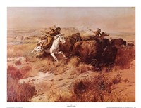 Indian Buffalo Hunt by Charles M. Russell - 23" x 18"