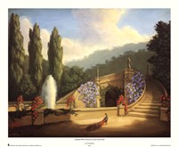 Garden with Peacock and Fountain Fine Art Print