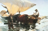Retour de la Peche, Halage de la Barque by Joaquin Sorolla y Bastida - 31" x 22" - $21.49