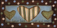 Love Honor Trust Hugs & Kisses by Bernadette Mood - 16" x 8"