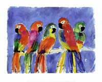 Parrots on Blue Fine Art Print