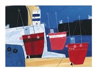 Three Red Boats Fine Art Print
