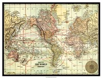 World Map with black border Fine Art Print