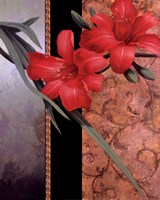 Orchid Red/Teal Damasque by Tan Chun - 16" x 20", FulcrumGallery.com brand