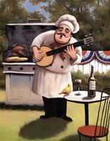Barbecue Chef and Banjo Fine Art Print