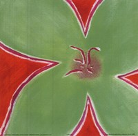 Green Flower With Orange Background Fine Art Print