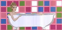 Girl In Bathtub With Squares Fine Art Print