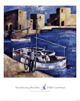 Tres Barcas y Bicicleta Fine Art Print